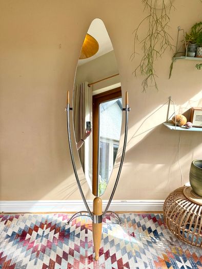 Rare Vintage 80's Japanese Floor Mirror, Dulton, Free Standing, Full Length