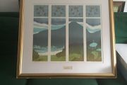 Lino relief print - Hastings Hotel commission - framed