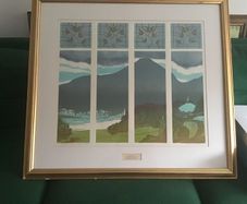 Lino relief print - Hastings Hotel commission - framed