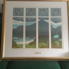 Lino relief print - Hastings Hotel commission - framed