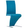 Dining Chairs with Zigzag Shape 4 pcs Blue Faux Leather Image 2