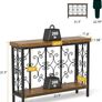 Console Table - 42.5" Industrial Hallway Table with 2-Tier Storage Shelf, Wood Behind Sofa Table Plant Stand Shelf TV Stand for Entryway, Living Room, Foyer, Rustic Brown Image 2