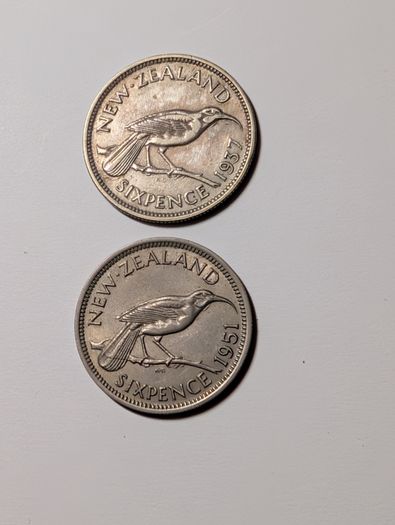 New Zealand 6 pence X2.