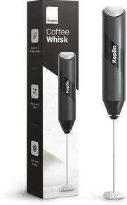 Keplin Handheld Milk Frother - Stainless Steel Electric Whisk - Portable Battery-Operated Coffee Frother for Lattes, Matcha, Protein Shakes - Ergonomic, Compact, Easy to Clean (Battery Not Included)