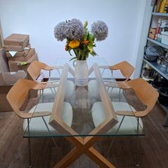 Dining table with glass top and 4 chairs