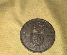 1958 Great Britain One Shilling Coin - Scottish Shield Design