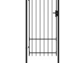 Fence Gate Single Door with Spike Top Steel 1x2 m Black