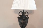 Black Ornate Lamp with white empire lampshade