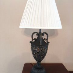 Black Ornate Lamp with white empire lampshade