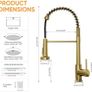 Gold Kitchen Mixer Tap with Pull-Out Spray, 2-Function Spring Faucet, 360 Swivel High-Arc Design, Hot & Cold Water Image 6