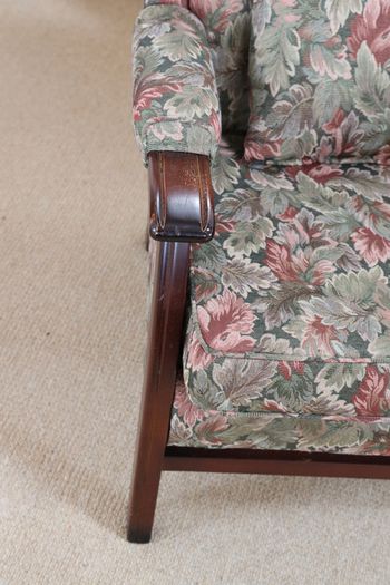 Solid Wood and Fabric Armchairs