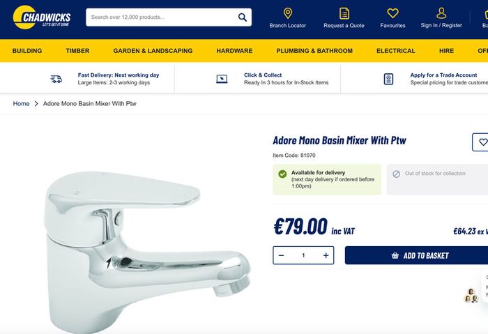 Adore Basin Mixer Tap with Clicker Waste | Chrome