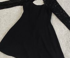 River Island Black Lace High-Neck Skater Mini Dress - Size 12