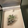 Green leaf and grey pearls rodium plated pendant Image 2