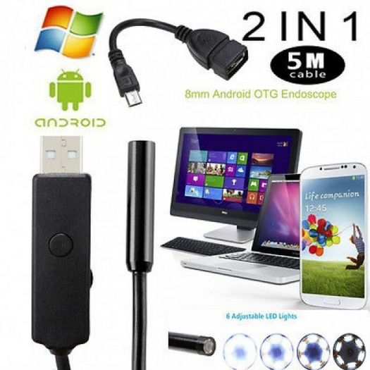 25441 Waterproof 7mm 6LED 5M USB Wire Inspection Camera