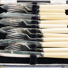 Vintage Sheffield Silver Plated Fish Flatware Serving Set in Original Box