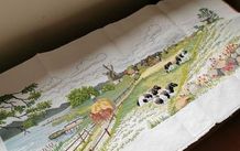 Hand Made Cross Stitch Embroidy - Classic Farm Scene