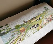 Hand Made Cross Stitch Embroidy - Classic Farm Scene