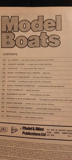Vintage Model Boats Magazine