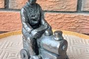 Jeanne Ryhnart Cold Cast Bronze "Boy On Train" Sculpture