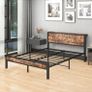 King Size Bed Frame with Storage Wooden Headboard Image 3