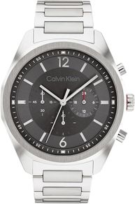 Calvin Klein Men's Chronograph Quartz Watch, CK Force Collection with Silver Stainless Steel Bracelet - 25200264