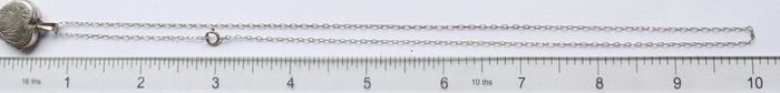 Vintage Solid 925 Sterling Silver Dual Photo Heart Locket Necklace length 20" - 3,4g