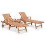 Sun Loungers 2 pcs with Table Solid Teak Wood Image 5