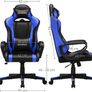 Gaming Chair, Desk Chair, Computer Chair, Office Chair, Removable Headrest, Lumbar Cushion, Height-Adjustable, Rocker Function, Maximum Load 150 kg, Ergonomic, Black-Blue Image 3