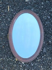 Oval oak mirror