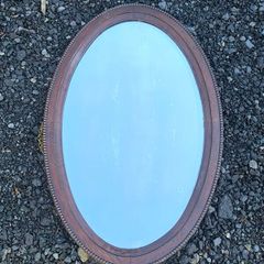 Oval oak mirror