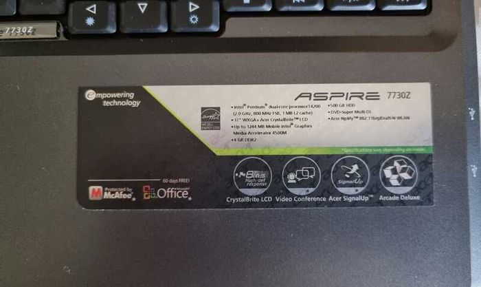 Laptop Acer 7730z, working good.