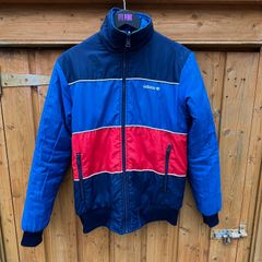 Adidas Reversible Mens Y2K Padded Jacket Blue\Red Stripe Small
