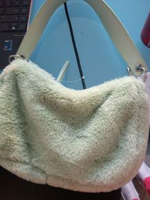green fun fur bag - reduced