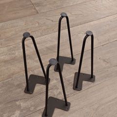 DT IRONCRAFT 30cm Black Steel Hairpin Furniture Legs (Set of 4)