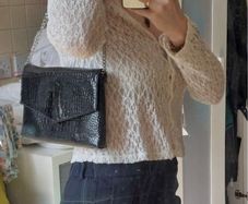 Black patent crocodile effect clutch bag - MOVING OUT SALE