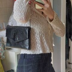 Black patent crocodile effect clutch bag - MOVING OUT SALE