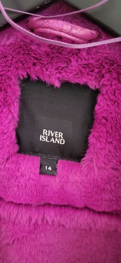 RIVER ISLAND fuschia faux leather and fur biker jacket Sz 14UK - Rrp 125 (New)