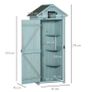 Garden Shed Vertical Utility 3 Shelves Shed Wood Outdoor Garden Tool Storage Unit Storage Cabinet, 77 x 54.2 x 179cm - Blue Image 3