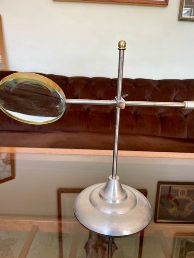 Nautical Decorative Magnifying Glass With Adjustable Stand Desktop Brass Detail