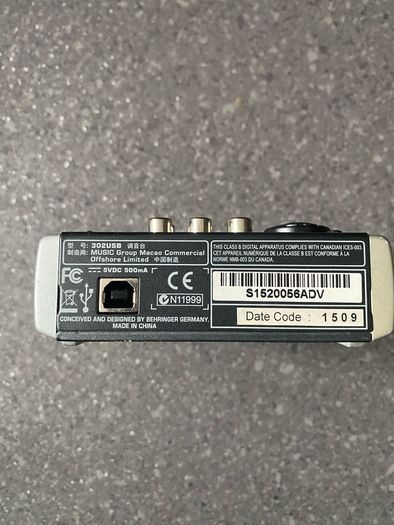 Behringer Xenyx 302USB Small Audio Mixer USB 302 5 Input Two Channel Stereo
