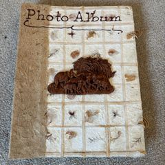 Handmade Botanical Paper Photo Album Pressed Leaf and Elephant Relief Craft
