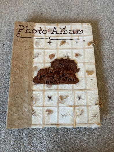 Handmade Botanical Paper Photo Album Pressed Leaf and Elephant Relief Craft