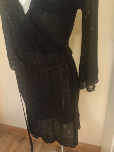 Awear black/ silver lurex wrap dress dress size UK10/12 EU38/40 Postage included