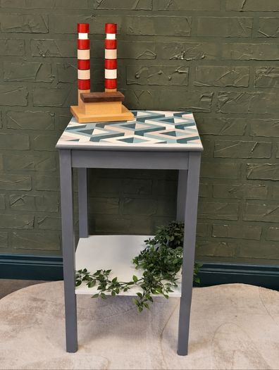 Three D Sq. - Up-Cycled Modern Geometric Side Table