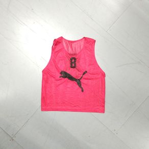 FREE POST Vintage Puma Mesh Vest Tank Top Training Bib Shirt Jersey Pink Vintage Retro Japan Football Soccer  Y2K See thru through
