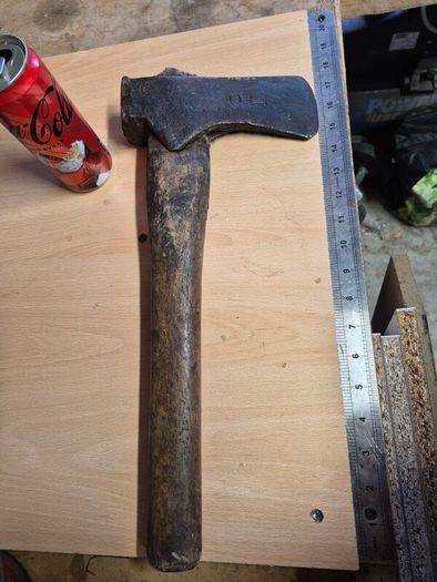 Vintage Forged Steel Axe  OHC Stamped Original Handle Mid 20th Century