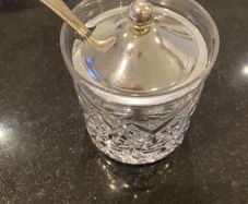 Crystal jam or marmalade jar with lid and spoon