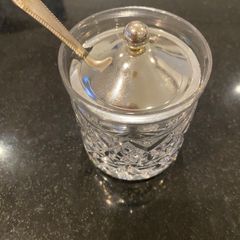 Crystal jam or marmalade jar with lid and spoon