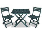 3 Piece Folding Bistro Set Plastic Green
